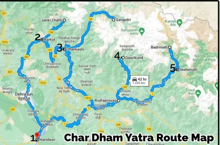 chardham route map